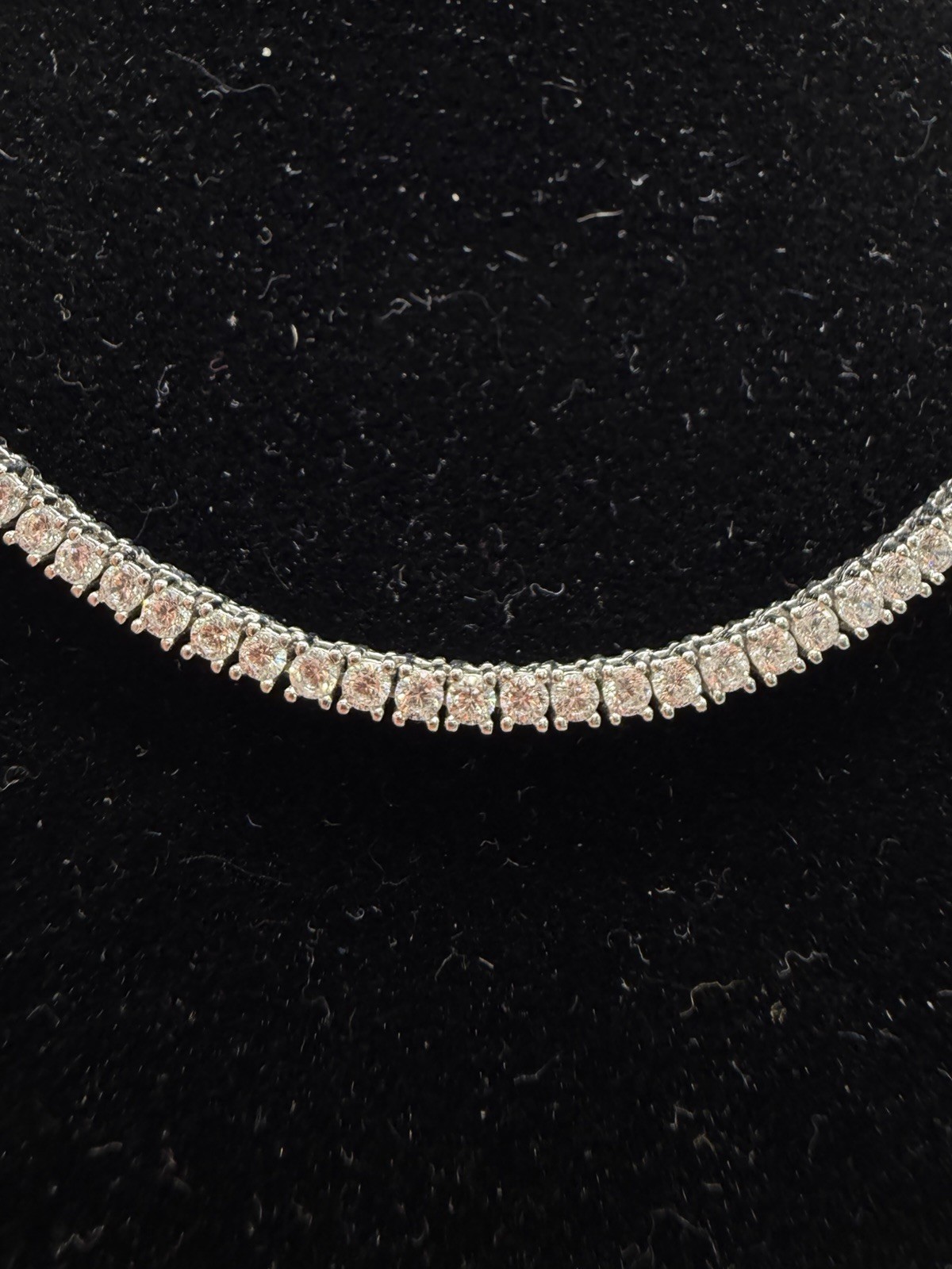 Sterling Silver Cubic Zirconia Tennis Necklace. 16in Length 2.5mm Width