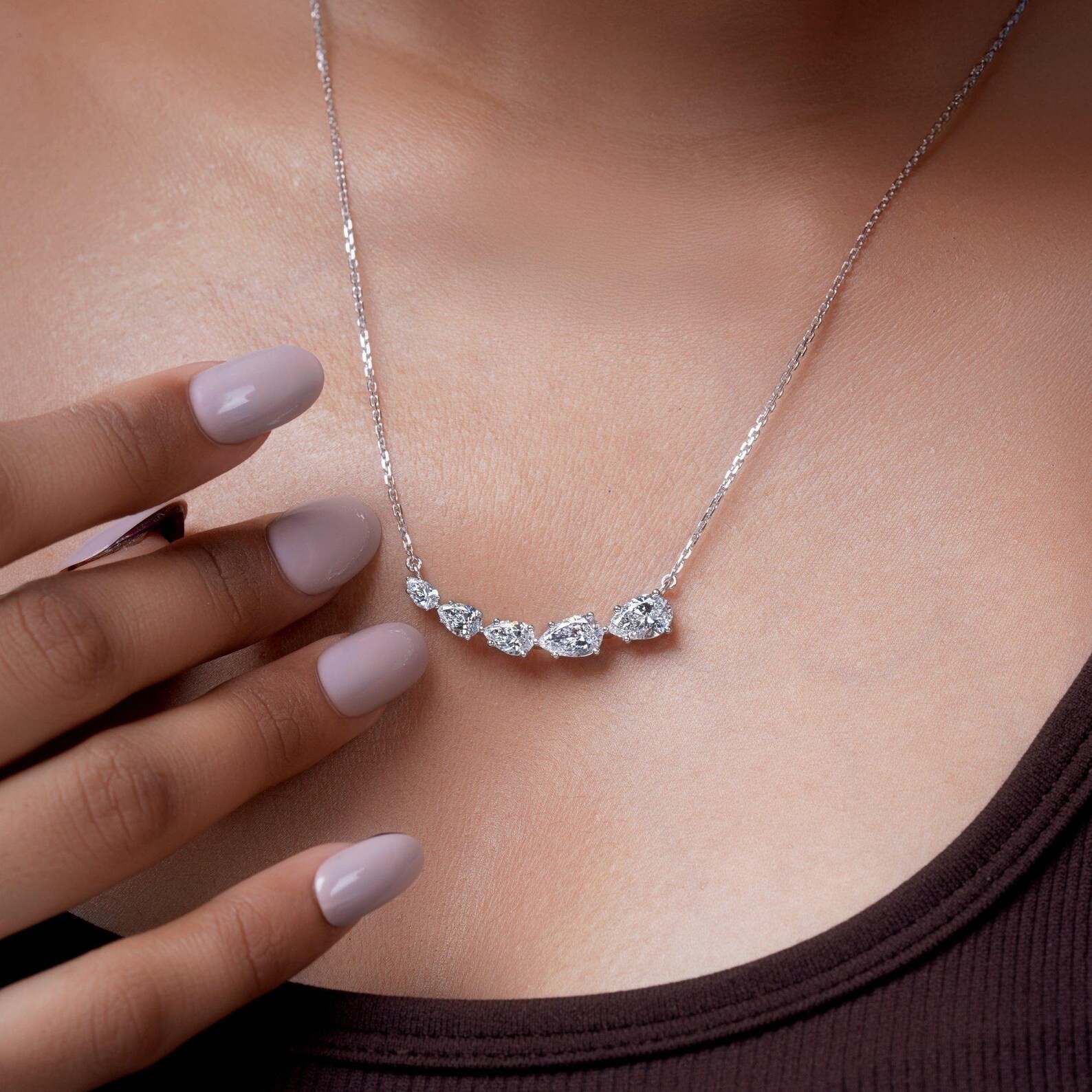 3ct Pear Cut Simulated Diamond Amulet Solitary Pendant 925 White Sterling Silver