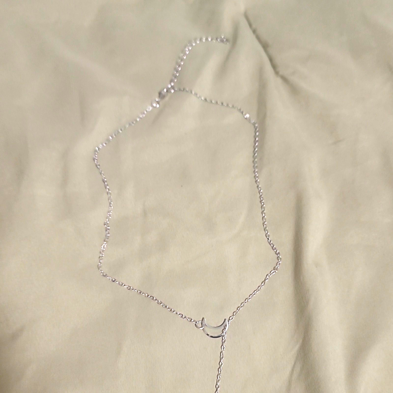 Silver Tone Adjustable Star Charm Pendant Necklace, Cable Chain, Metal, No Stone