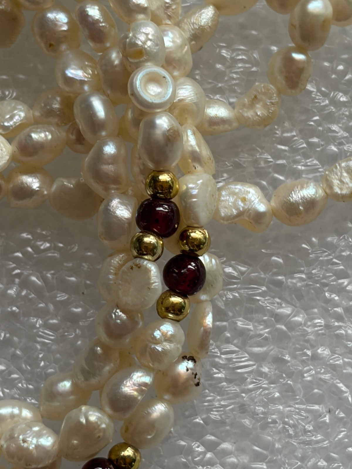 DOUBLE STRAND FRESHWATER PEARL (FAUX) VINTAGE NECKLACE SIGNS OF WEAR