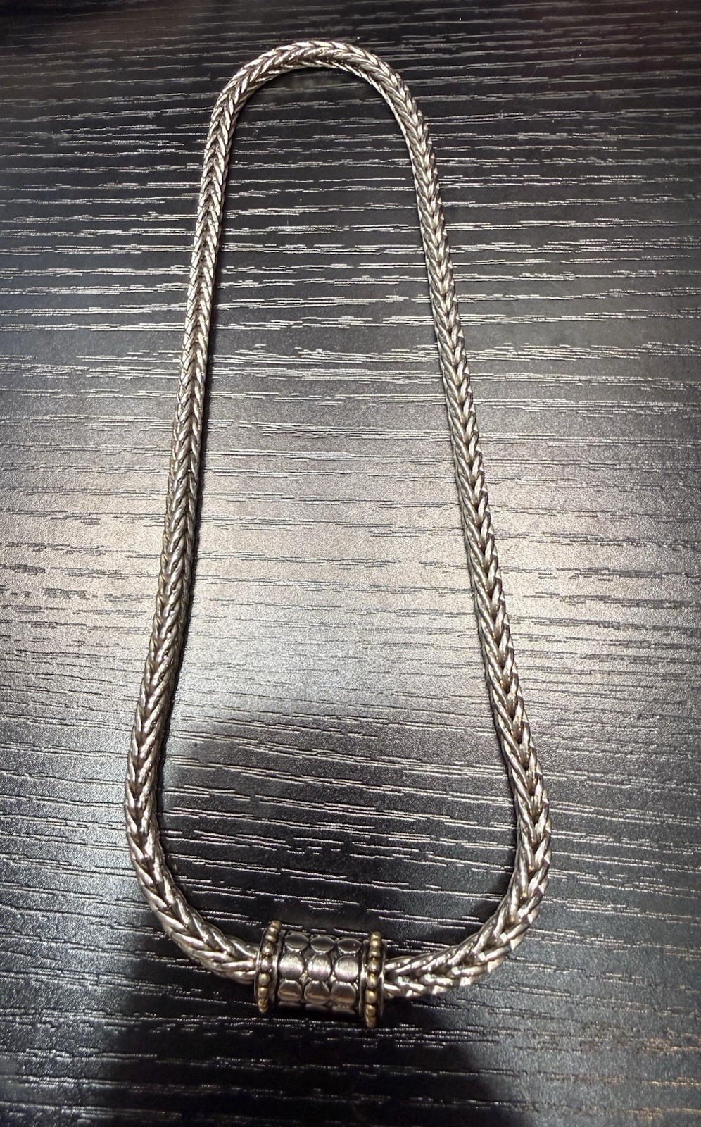 Silver Metal Foxtail Chain Necklace Magnetic Closure Clasp Thick 17″ Jewelry
