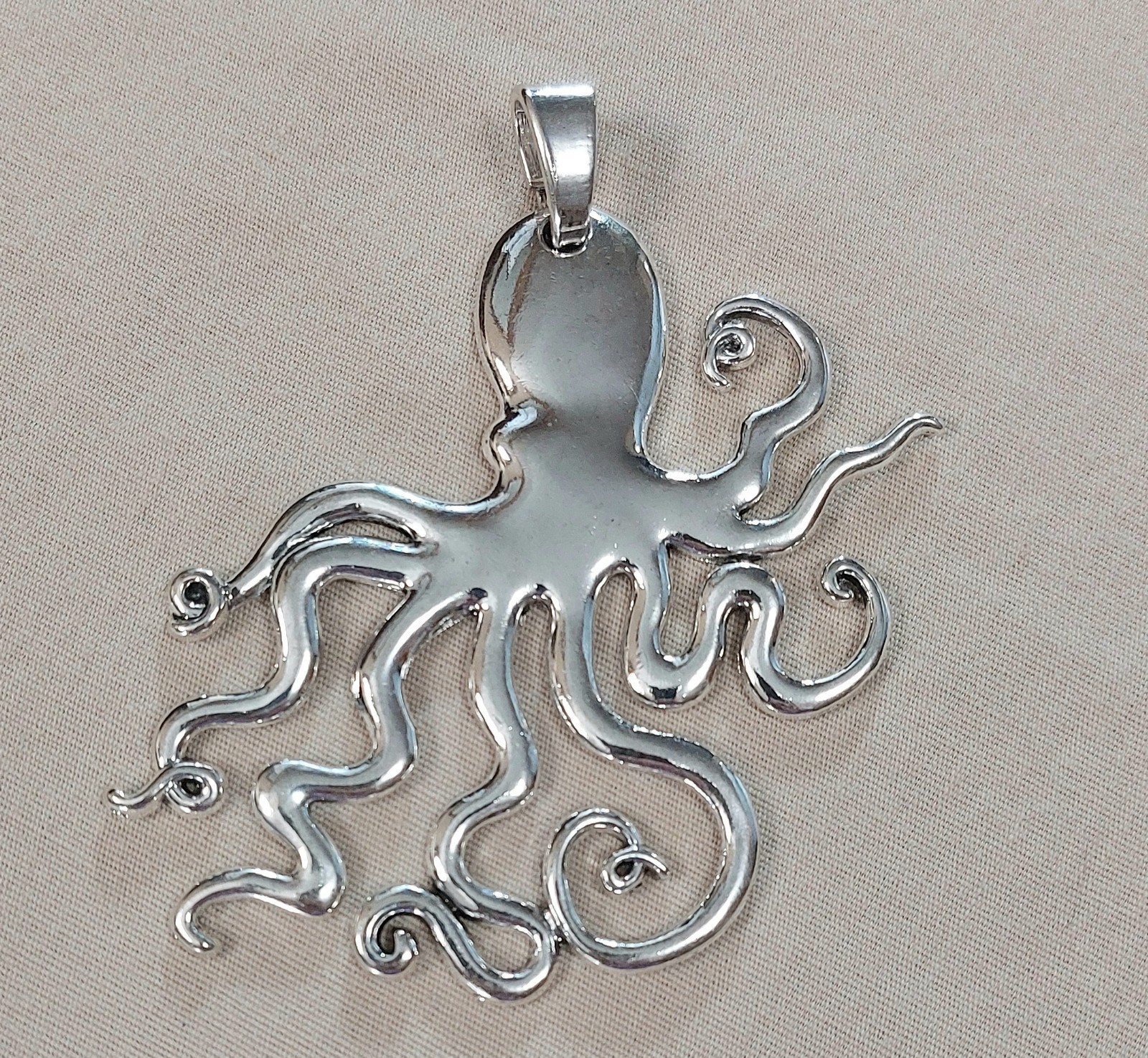Silver Boho Octopus Squid Necklace Pendant