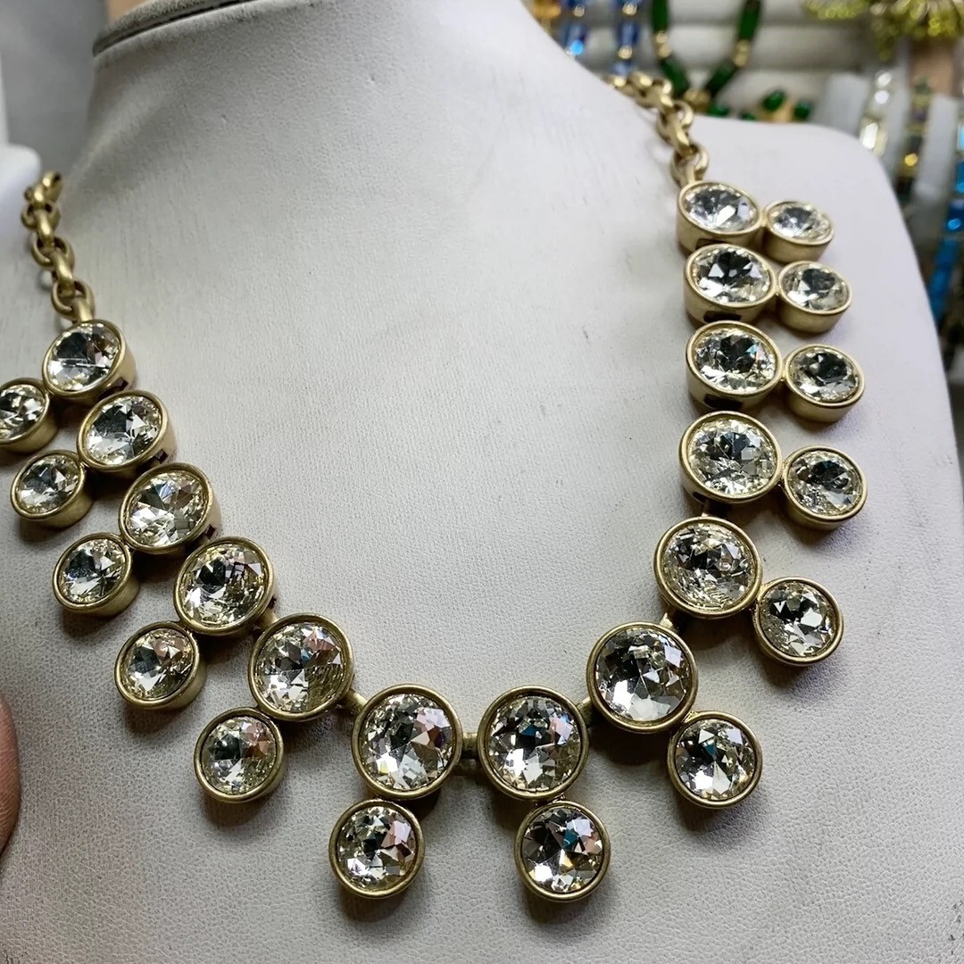 J. Crew Crystal Brulee Double Layer Collar Statement Necklace NEW DUTY INCL.