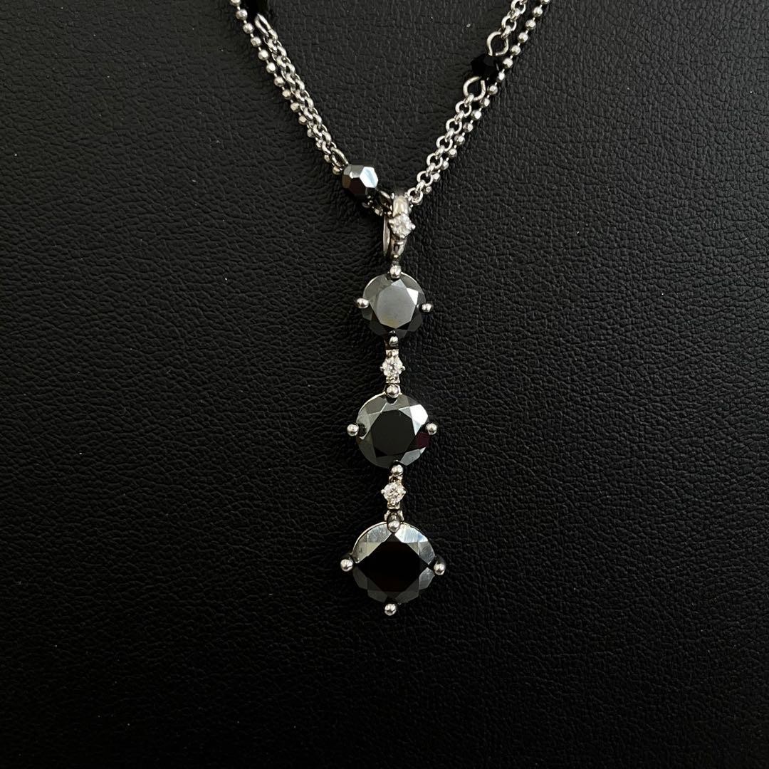 H SILVER 925 Black Onyx Necklace 46 10.2