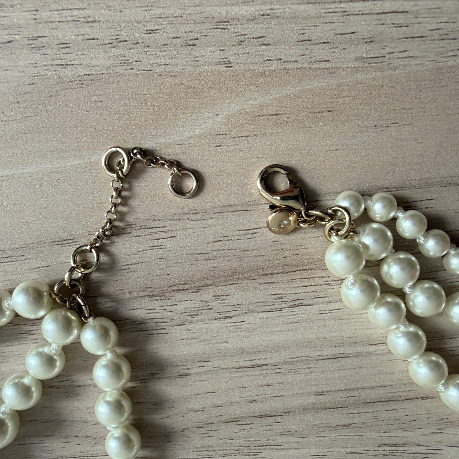J.Crew Multi-Strand Graduated Faux Pearl Necklace Cream Gold Tone OS Excellent