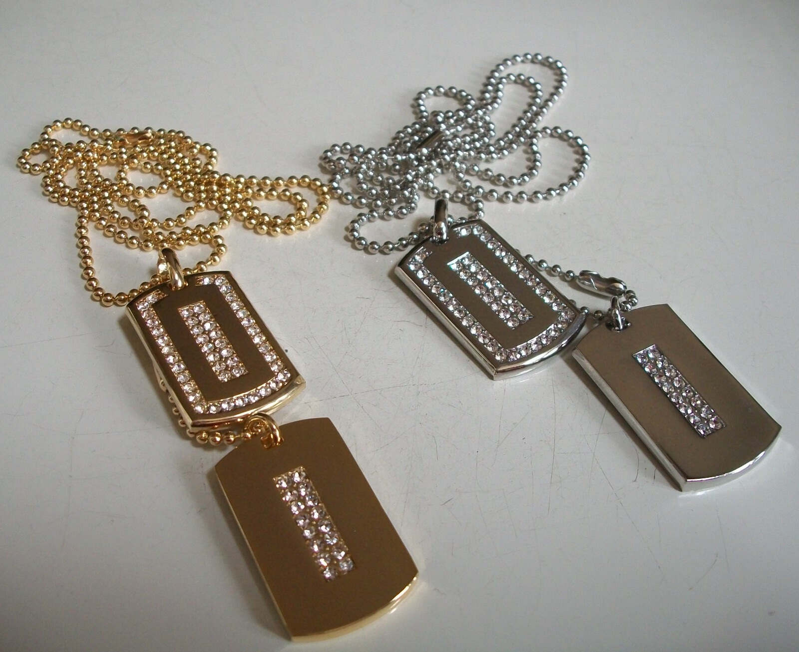 MEN’S FASHION SILVER & GOLD PLATED FASHION HIP HOP DOUBLE DOG TAG & CHAIN