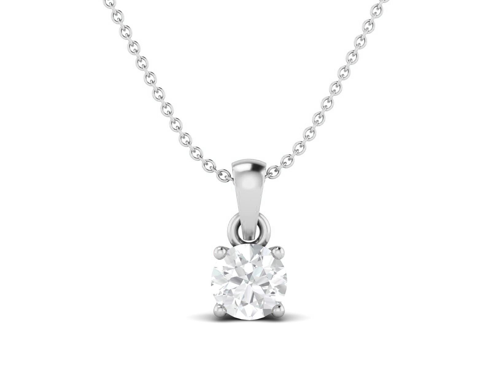 Amezing Round Cut Simulated Diamond Solitaire Pendant In 14K White Gold Plated