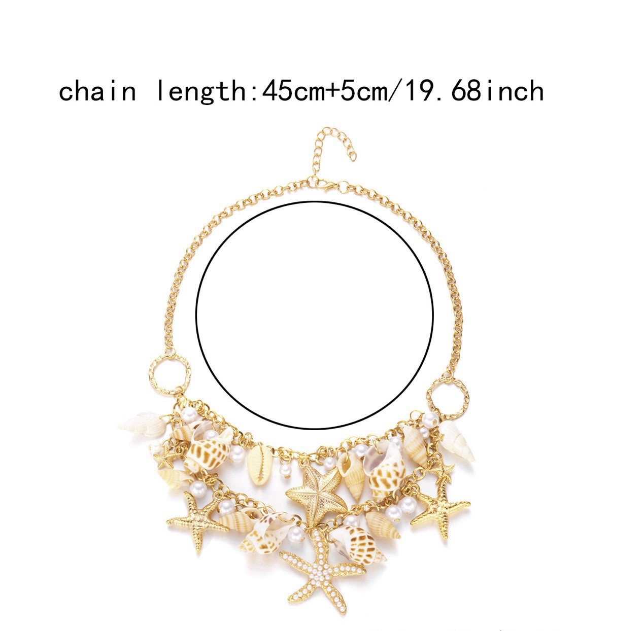 Seashell Starfish Necklace Pearl Zara Conch Mermaid Cruise Collar Gold Boho Ring