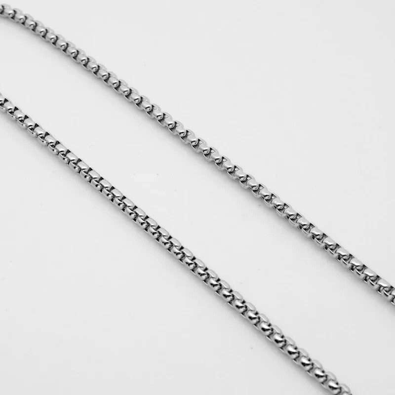 Wholesale Stainless Steel Square Rolo Box Cylinder Chain Necklace Mens & Womens