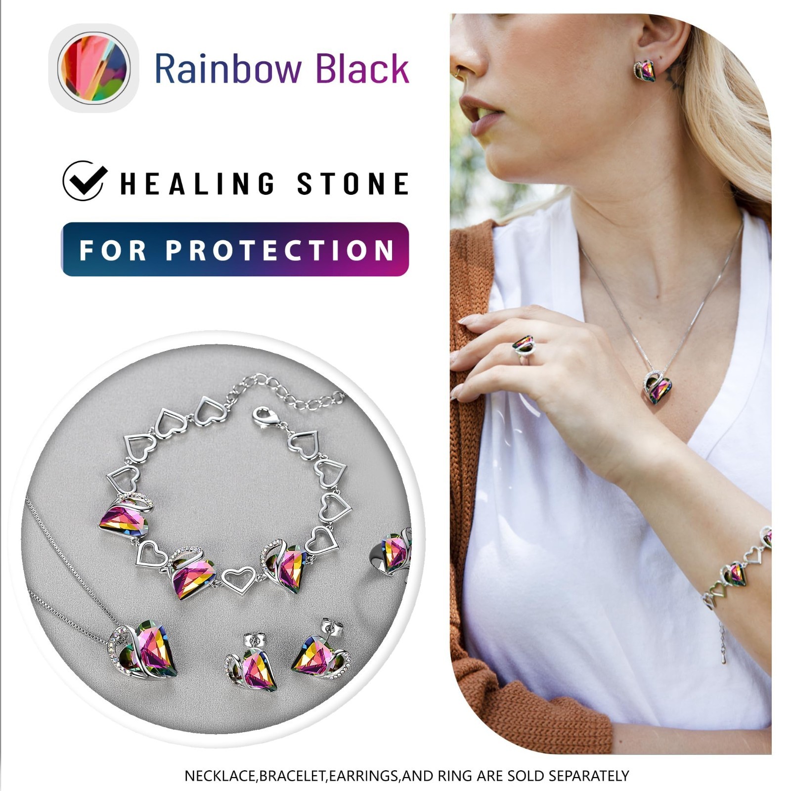 Infinity Love Birthstone Heart Crystal Pendant Necklace – Adjustable 18″ Jewelry