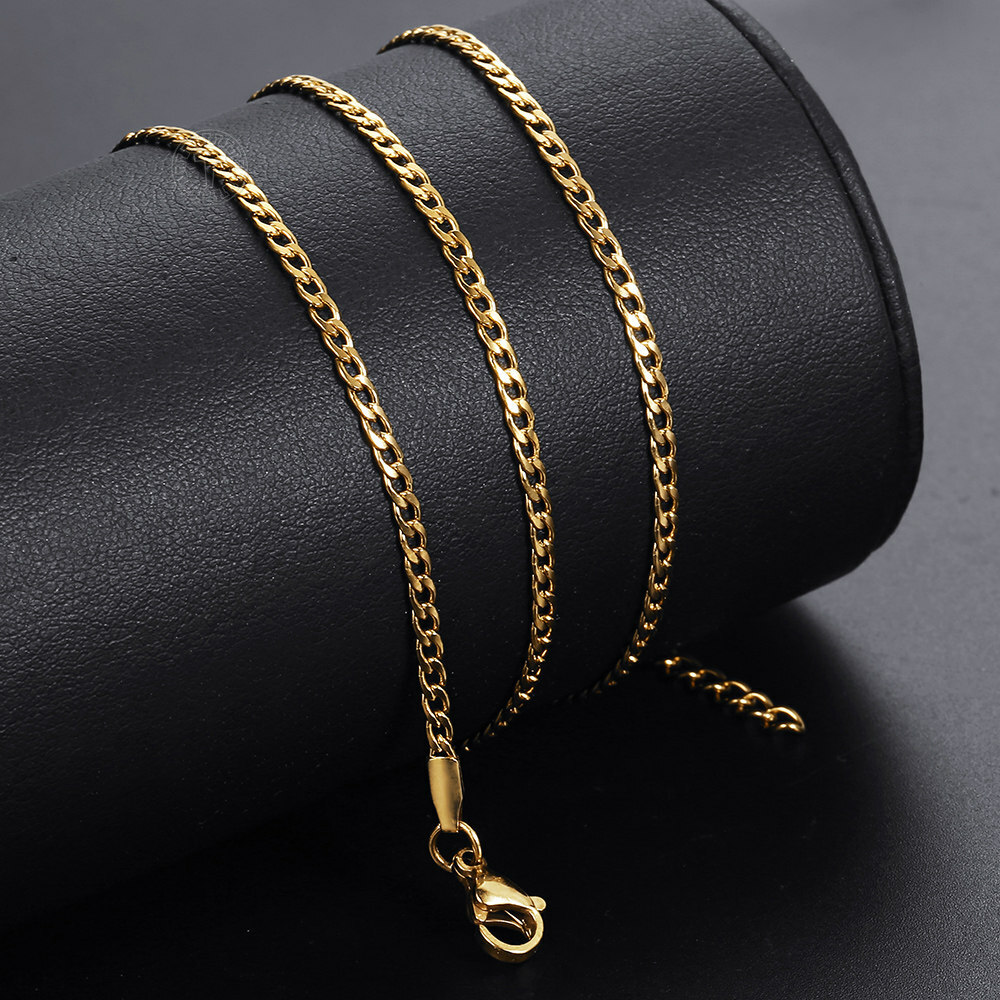 2 mm/3mm Men Women Chain Necklace Gold Stainless Steel Curb Figaro Box Rope
