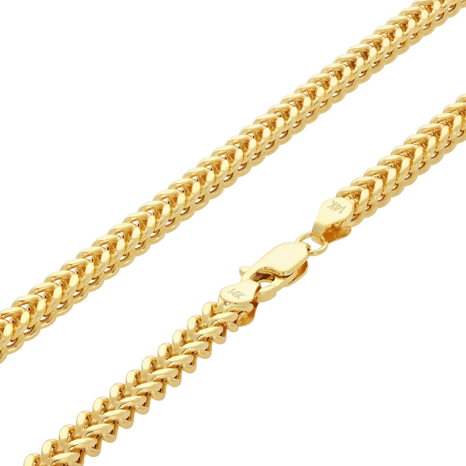 14K Yellow Gold 1.5mm-5mm Franco Square Box Chain Necklace Mens Womens 16″- 30″