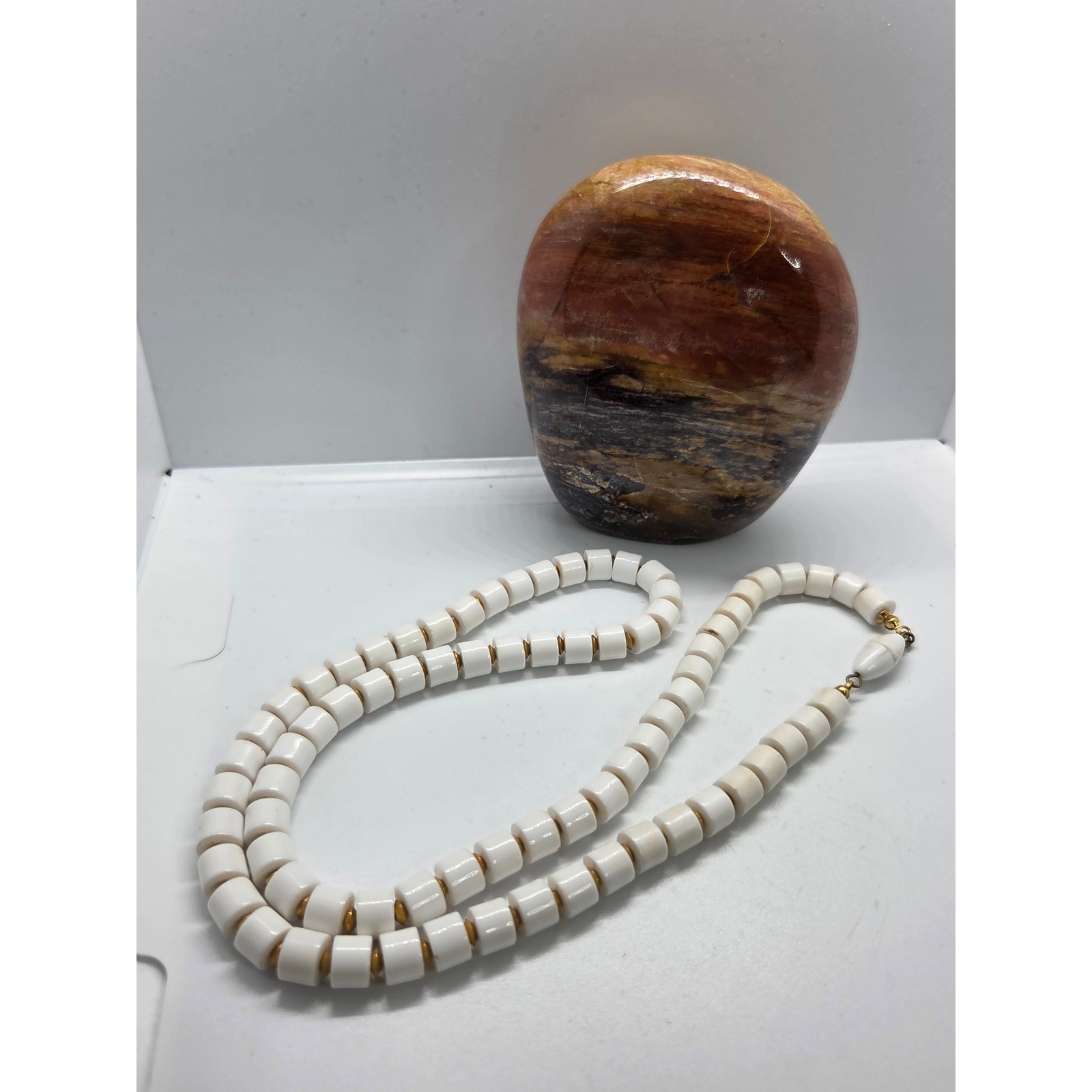 Crown Trifari White and Gold Necklace
