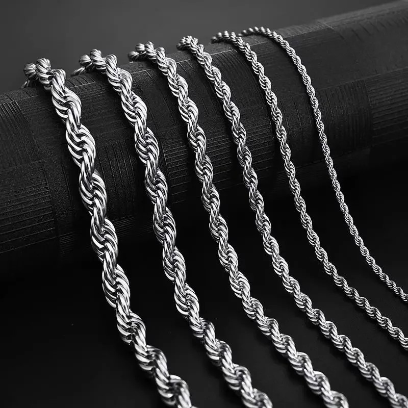 925 Sterling Silver 5/6/8MM 16-30 Inches Rope Chain Necklace For Men Women