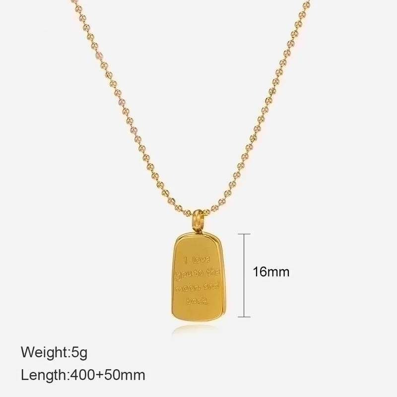 Gold Plated I Love You To The Moon And Back Pendant Ball Chain Necklace