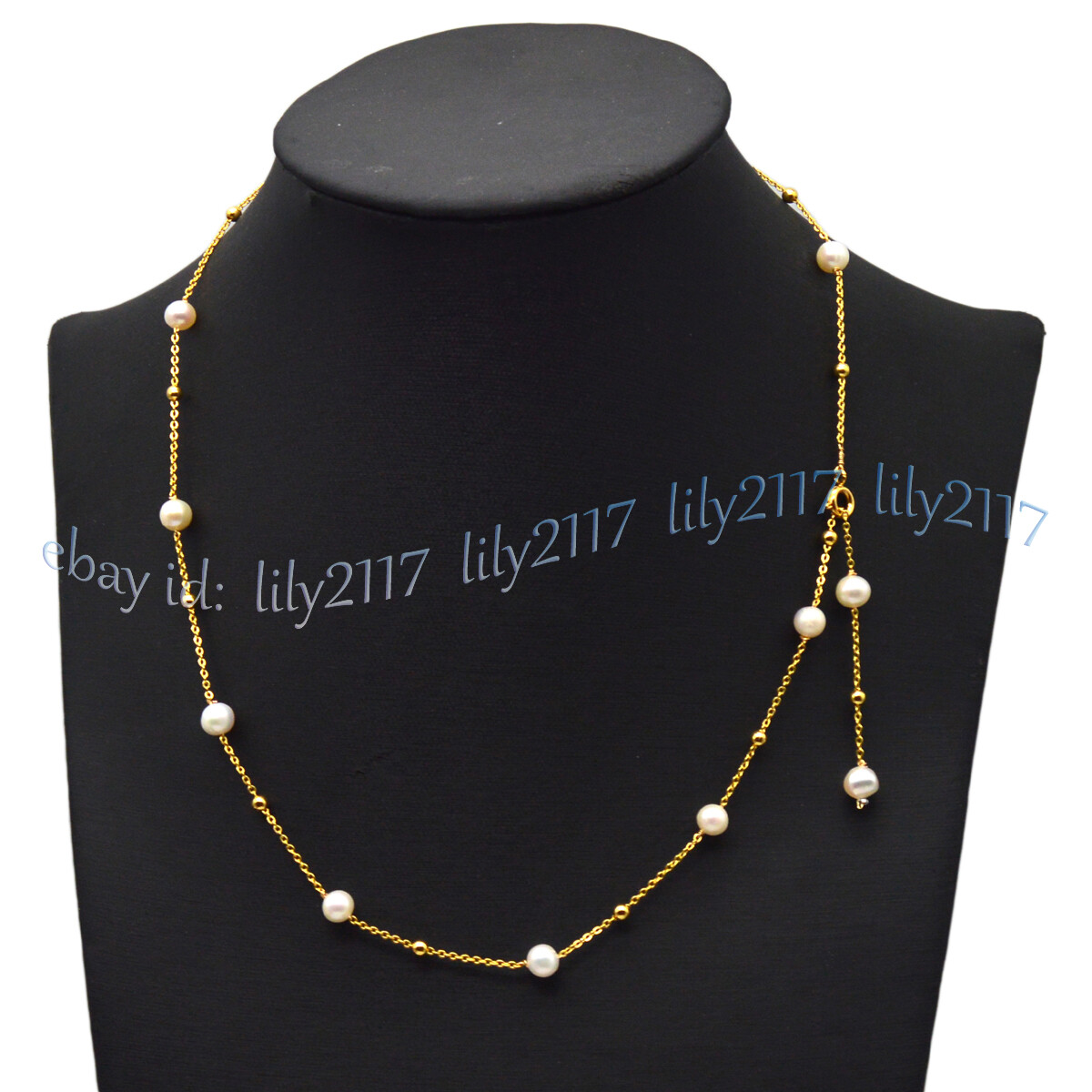 Real Natural 6-7mm White Freshwater Baroque Pearl Gold Chain Necklace 20/32”