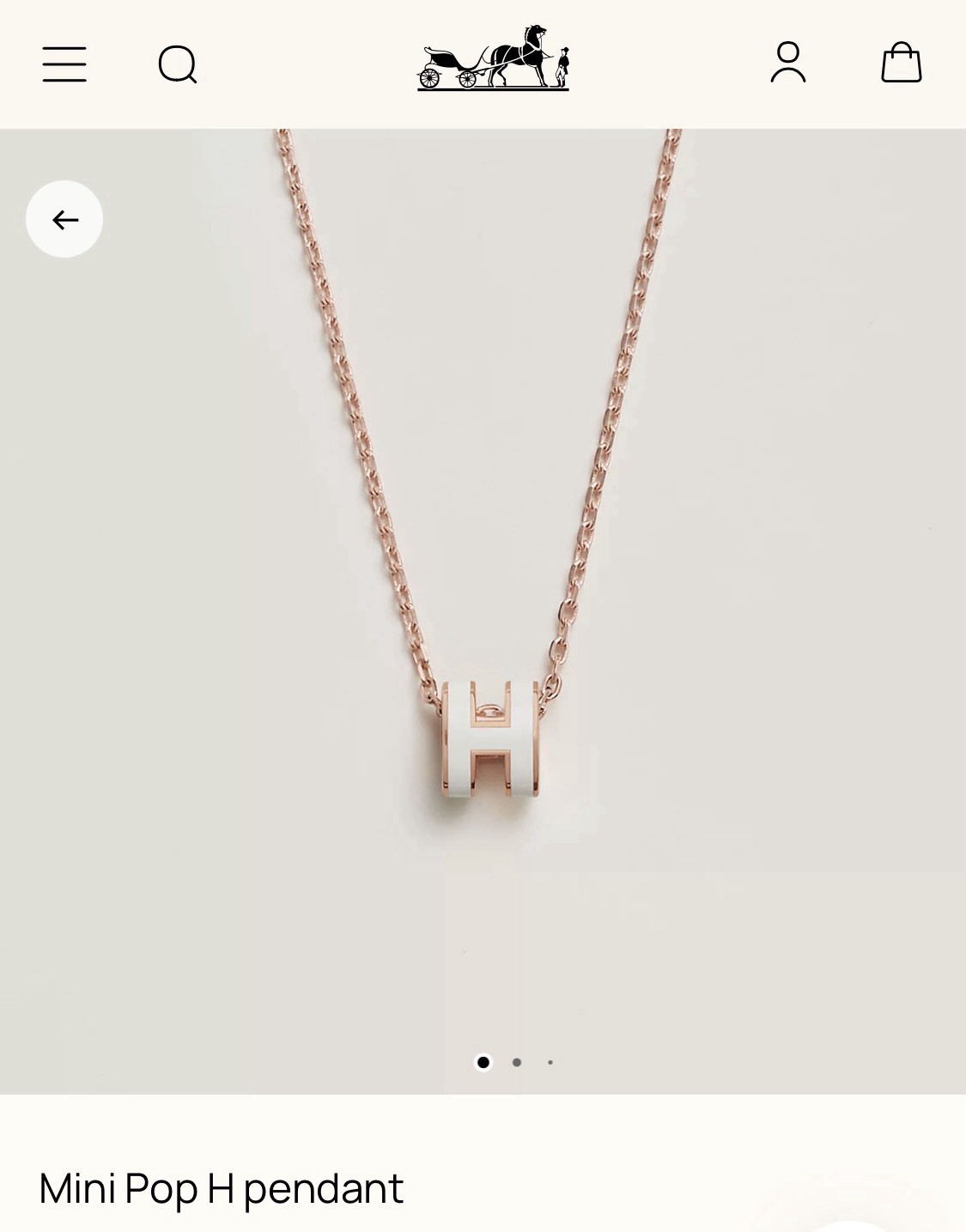 Hermes Mini Pop H Necklace White and Rose Gold New