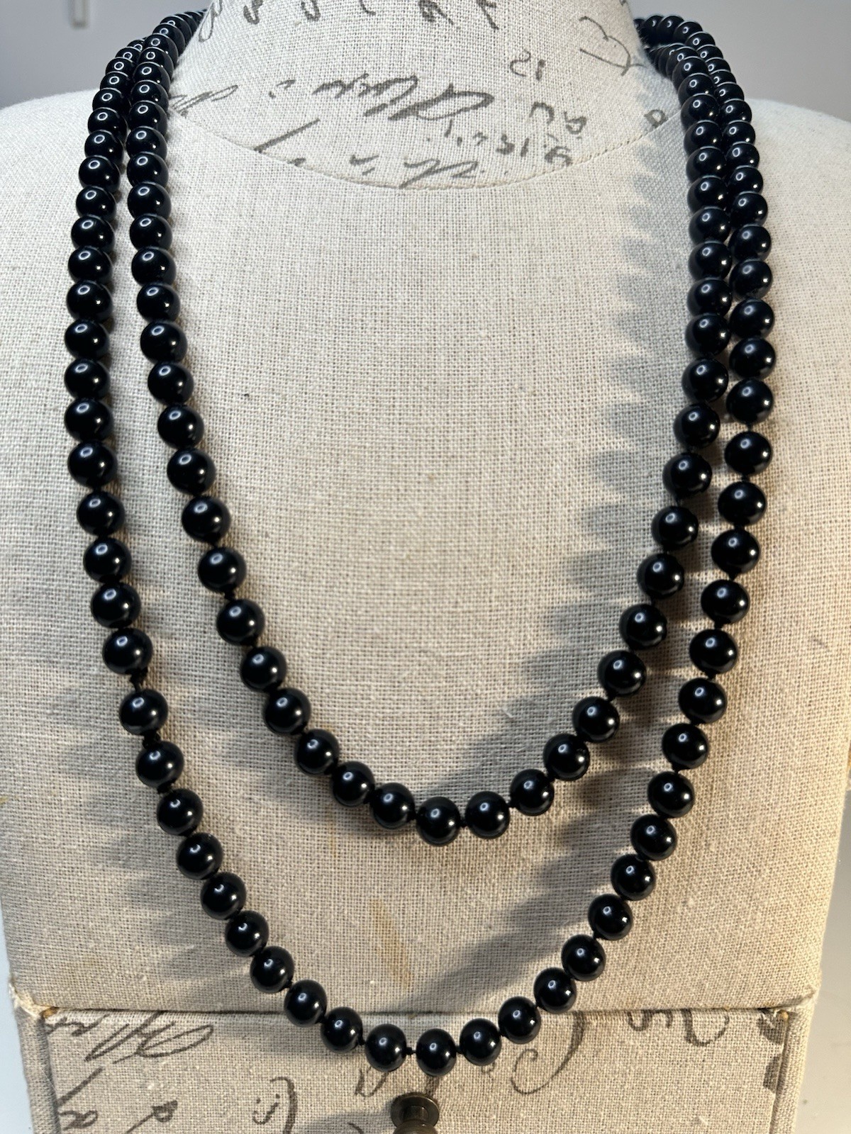 Vintage Black Onyx Beaded Single Strand Necklace – Wear long or layered