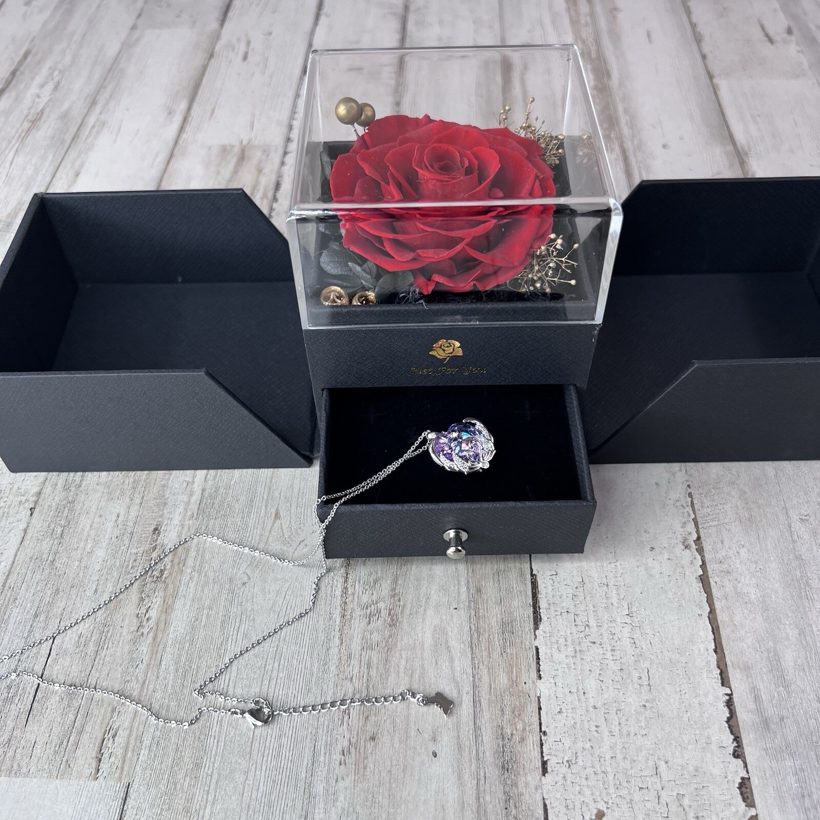Just For You Rose with Necklace in Gift Box, Gifts for Her Anytime.