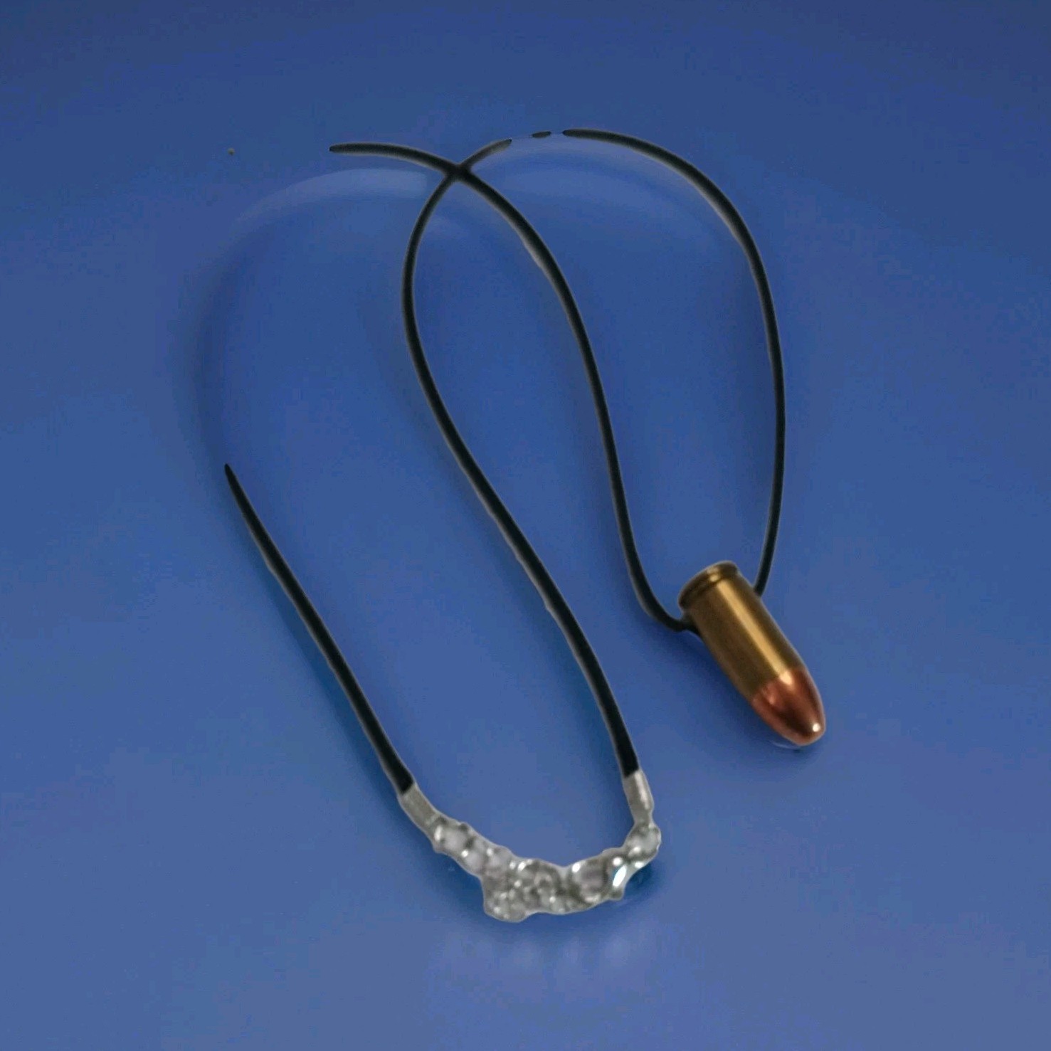 Bullet Pendant Necklace Black Cord Chain Adjustable Lobster Clasp in 9mm
