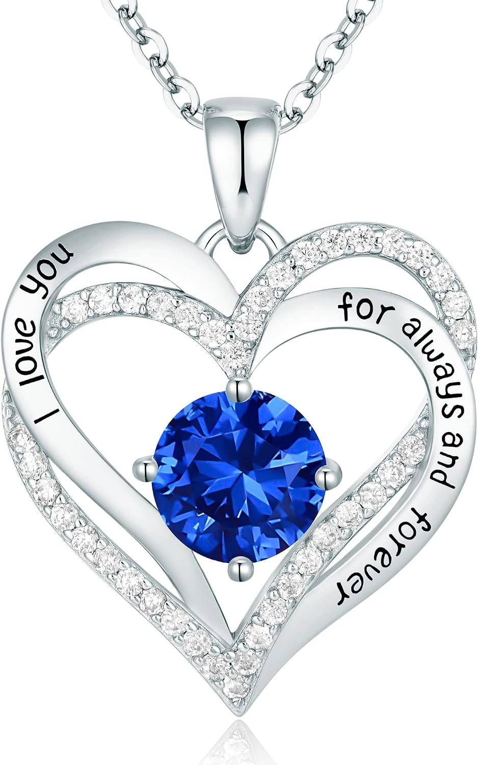 CDE S925 Silver Engraved Heart Birthstone Necklace for Women – Gift for Any Occa