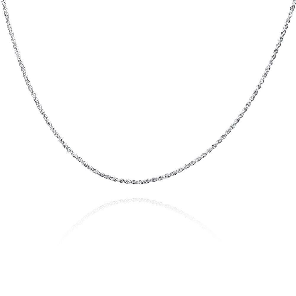 Unisex Sterling Silver Plated Twisted 2MM Chain Necklace Lobster 16″ to 24″ B36
