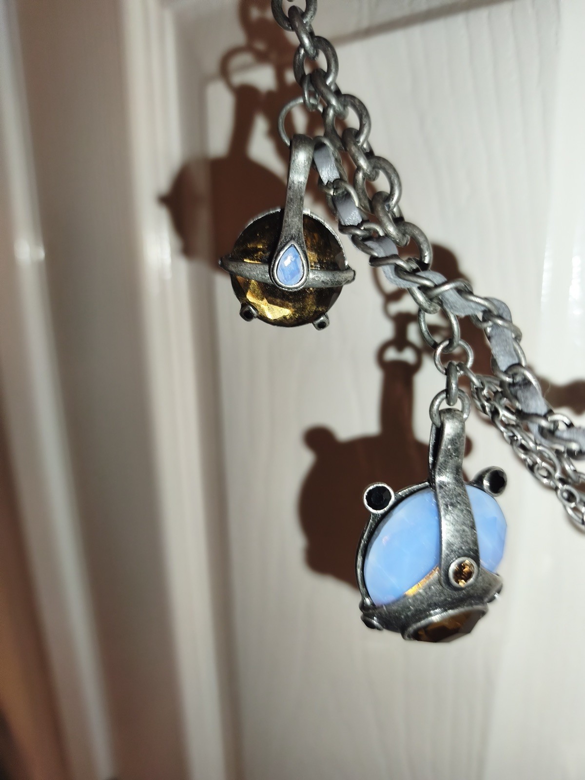 Vintage AllSaints Ladies Multi Pendant Necklace Metal Silver Y2K
