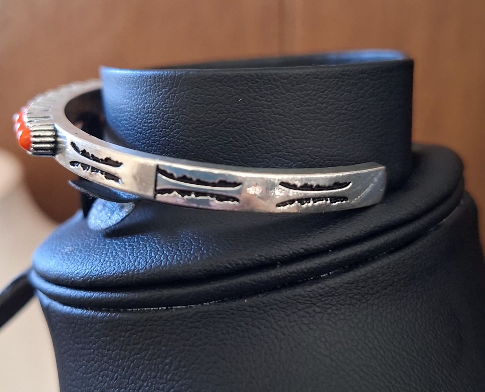 Paparazzi Orange Coral Color Cuff Bracelet Silver Tone Southwestern Western Boho