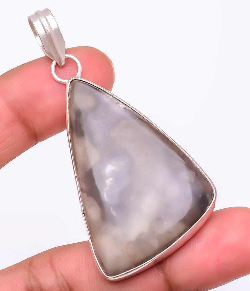 Natural Boulder Opal Gemstone 925 Silver Plated Jewelry Pendant 2.3″ F2644