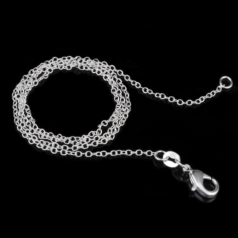 10pcs 1mm 925 Silver Plt “O” link Chain Necklaces 16″ 18″ 20″ 22″ 24″ Wholesale