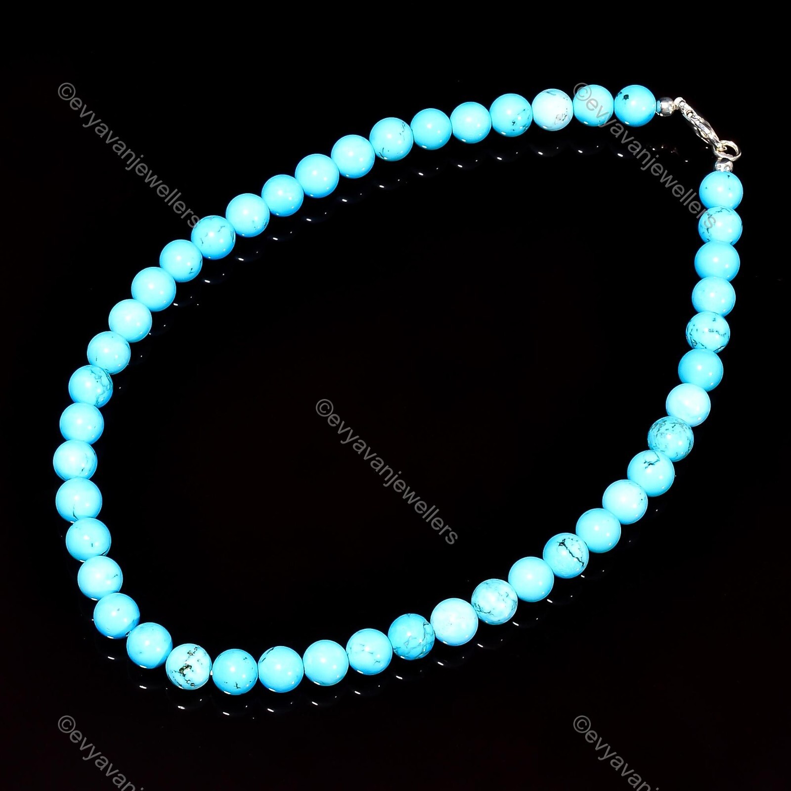 Tibetan Turquoise Gemstone 925 Silver Beaded Adjustable Necklace For Girls