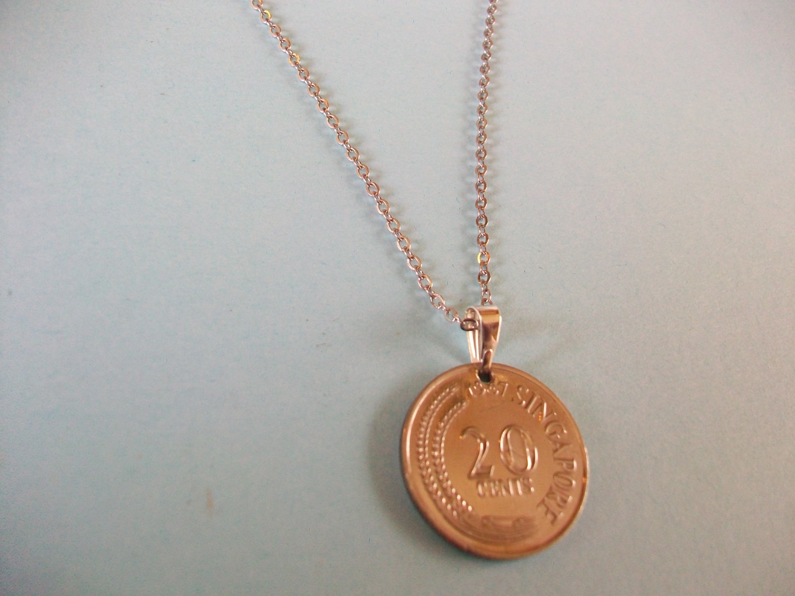 TWENTY CENTS – SWORDFISH – SILVER FINE LINK PENDANT NECKLACE – 1967 to 1984