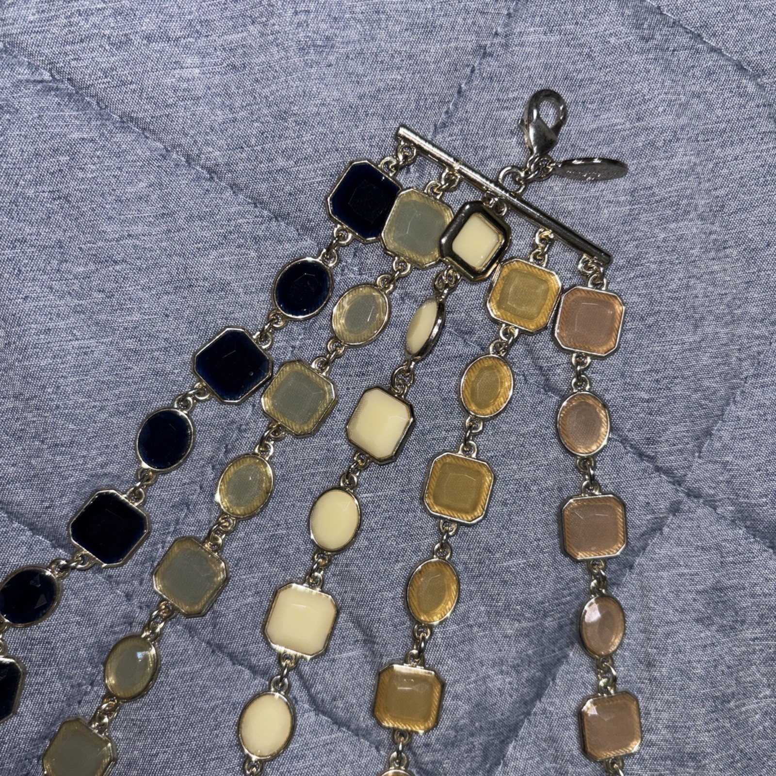 Anne Taylor Statement Necklace – 5-Strand Layered Geometric Enamel – 15in