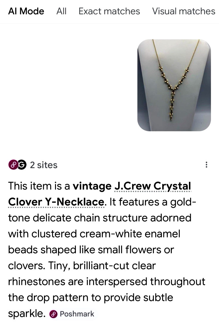 NWT J. Crew 25″ Crystal Clover Y Drop Necklace
