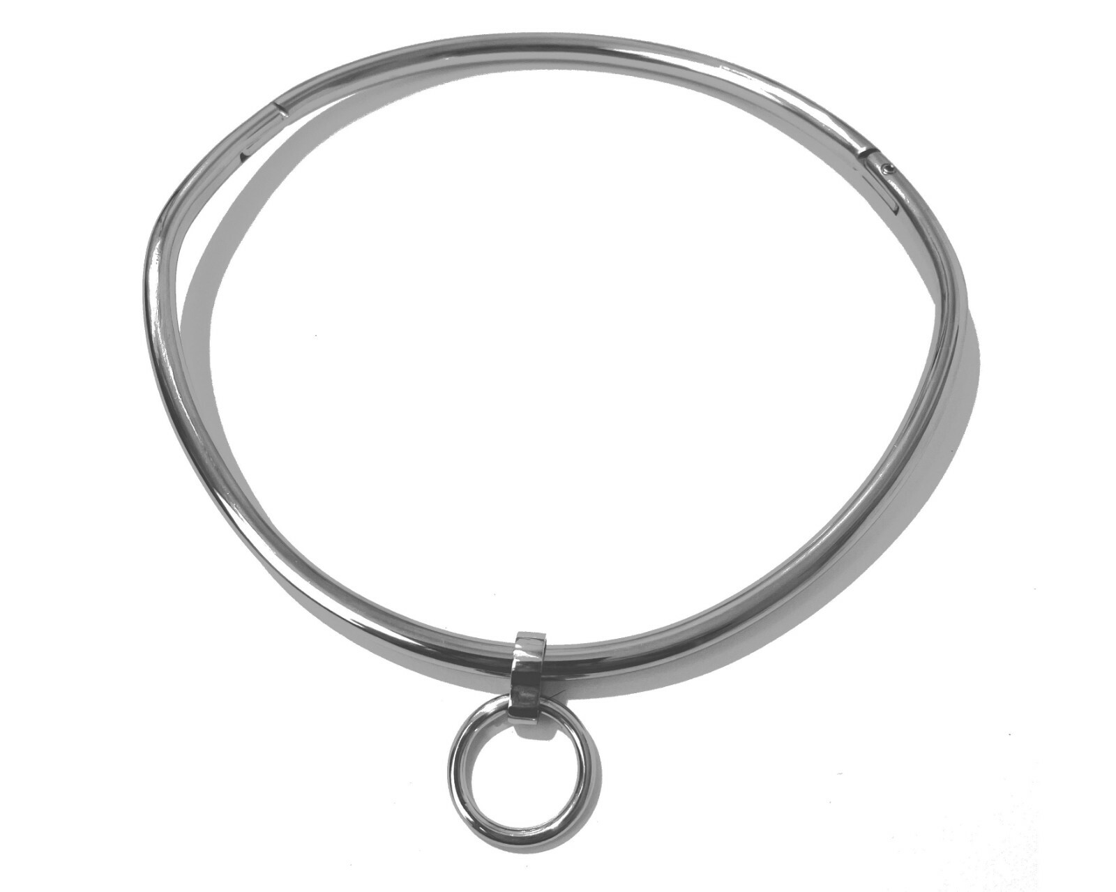 19″ Petite 6mm Curved Stainless Steel Jewelry Bondage Collar with Single Ring