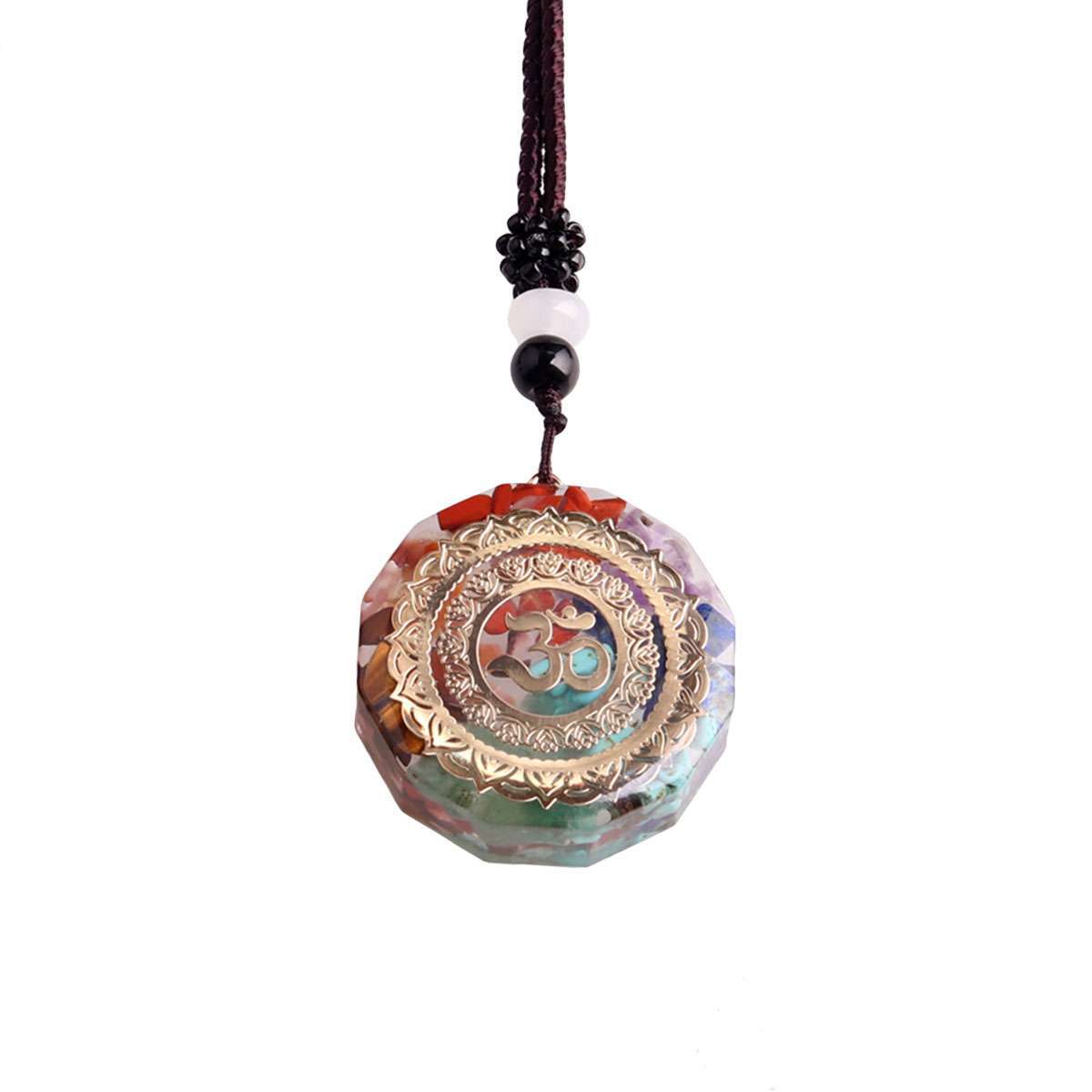 Natural Crystal Orgonite Pendant 7 Chakra Healing Talisman Women Men Necklace