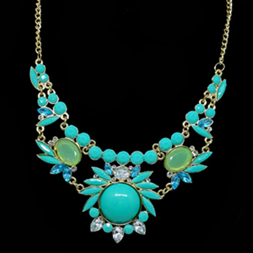 Fashion Women Gold-tone Flower Statement Choker Necklace P11