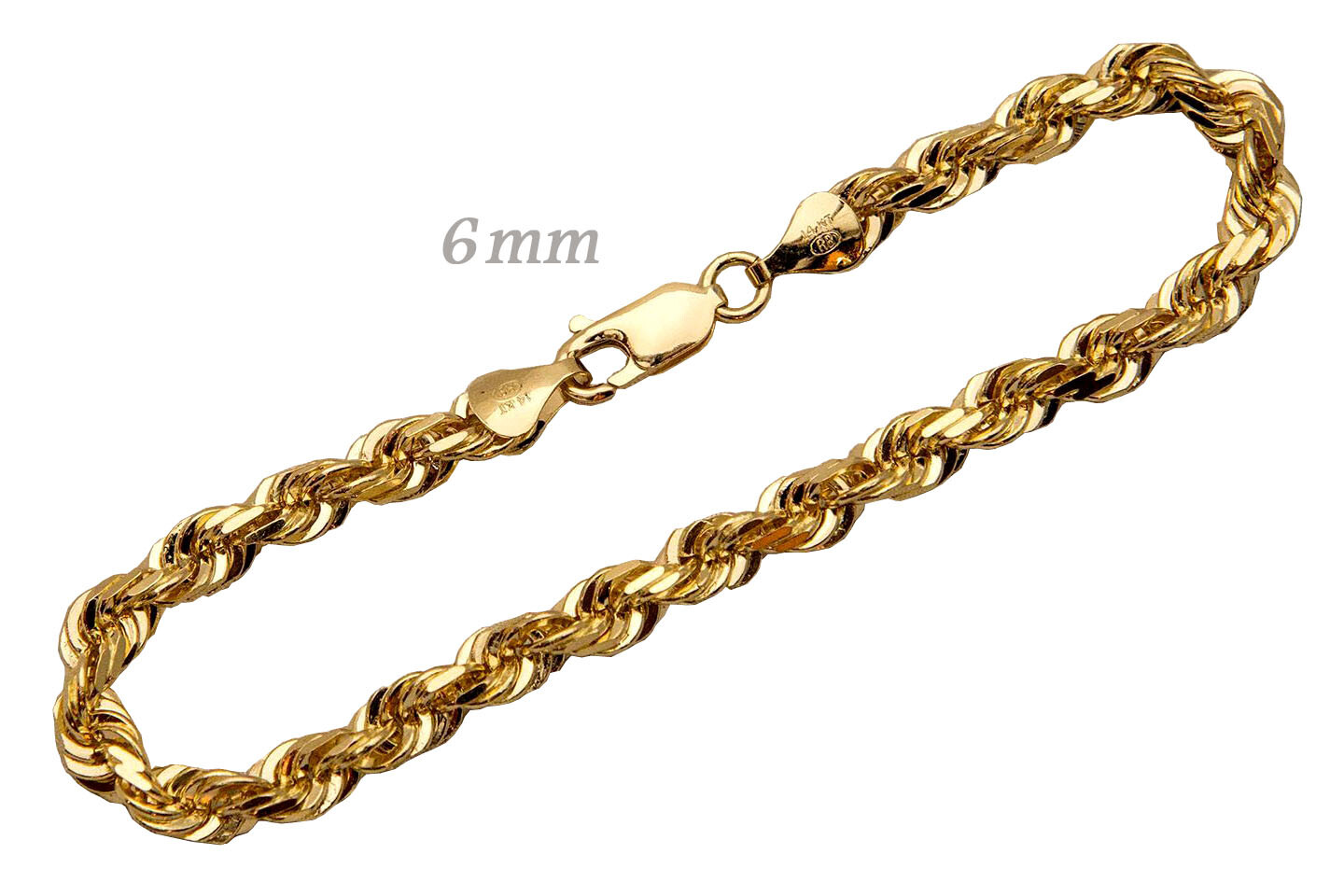 14k Solid Yellow Gold Rope Chain Necklace Bracelet 1mm-10mm Men Women Sz 7″-30″