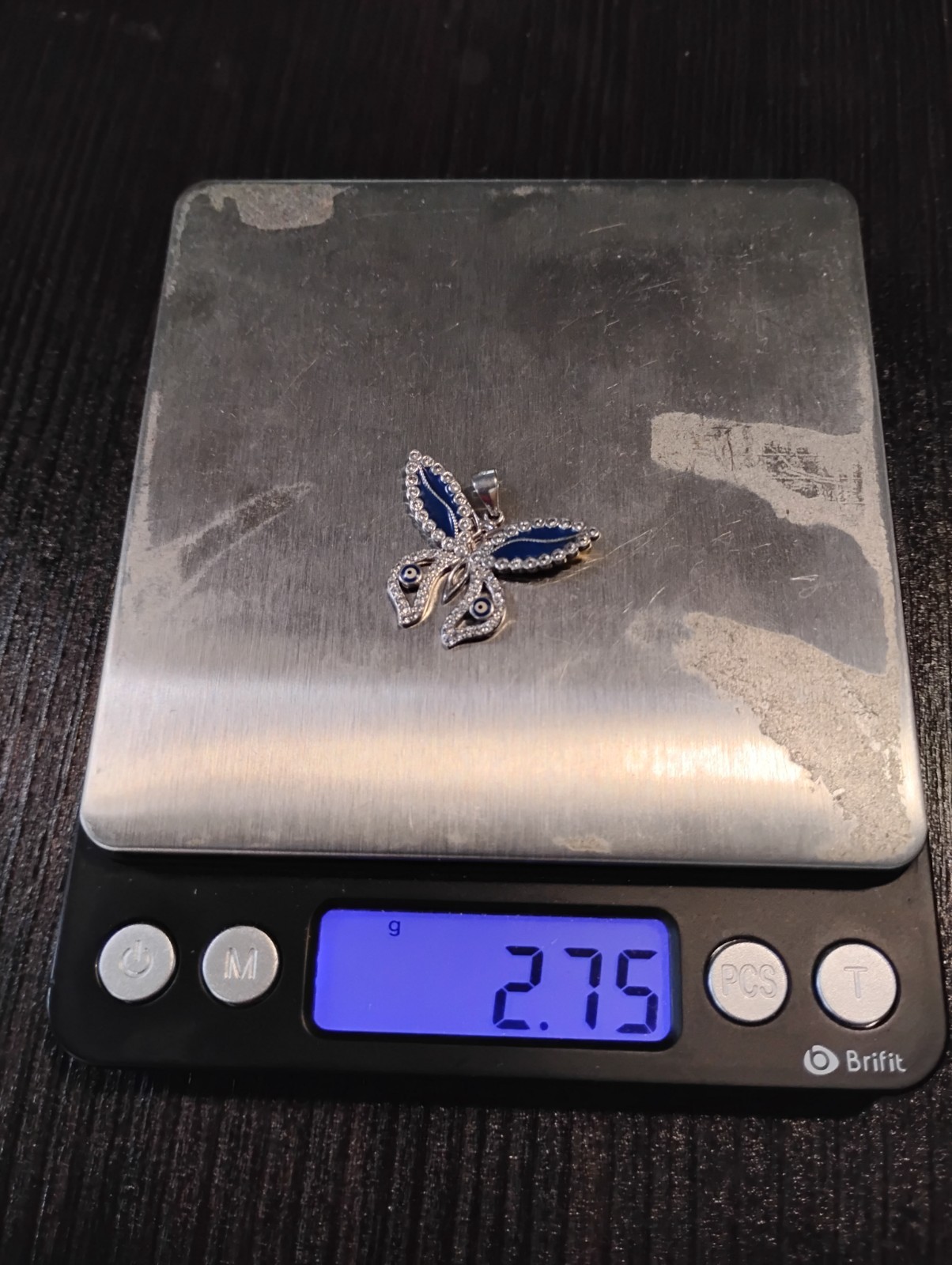 Sterling Silver 925 Butterfly CZ Rhodium Plated Pendant