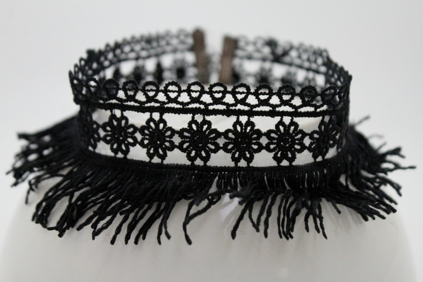 Women Tassel Strand Fringes Cool Style Fashion Black Fabric Choker Necklace