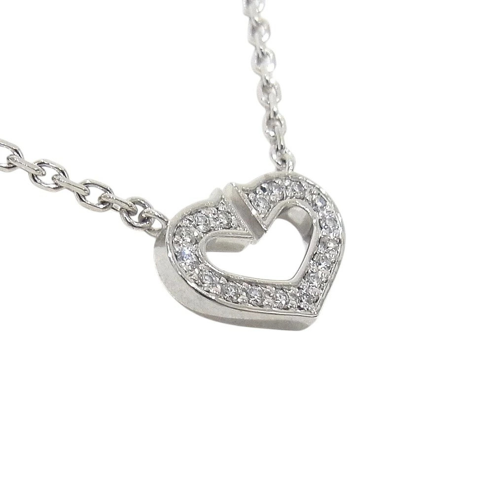 CARTIER C heart necklace 750 K18 WG white gdiamond B7008300 [n A] Authentic