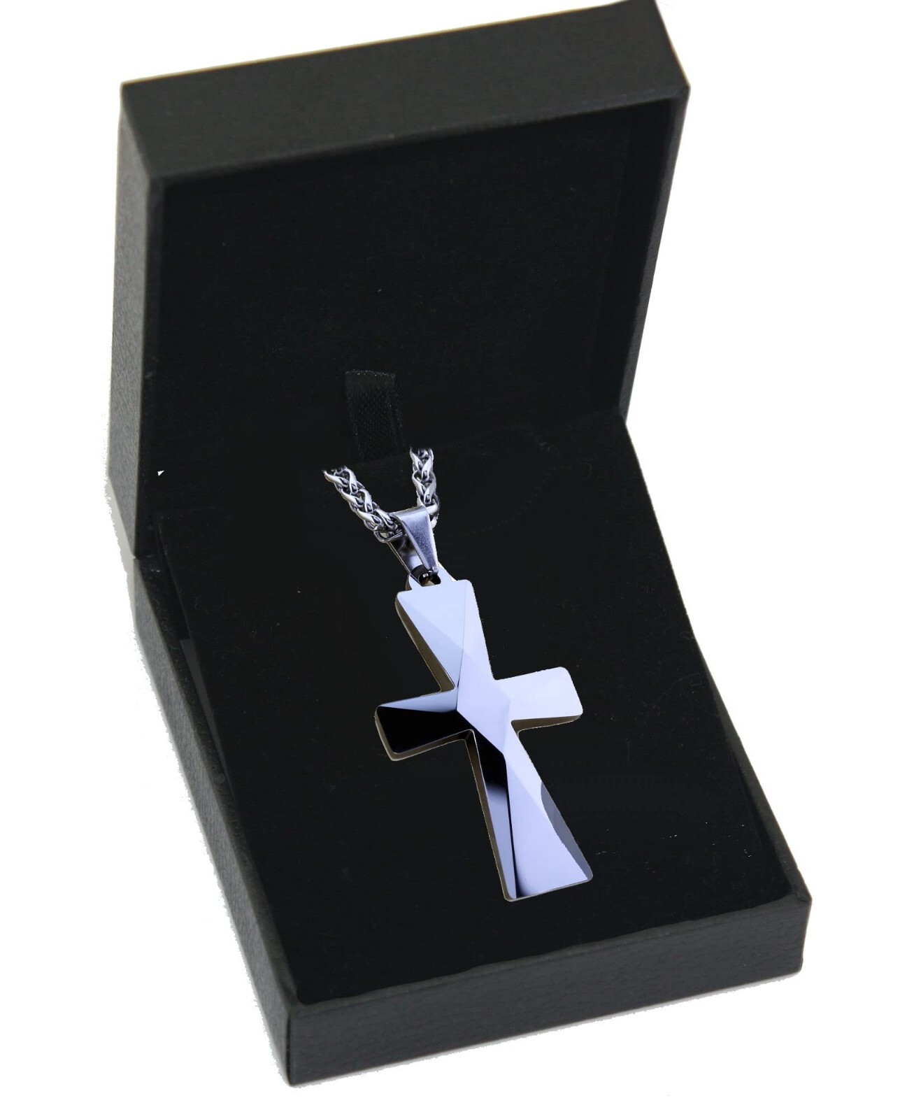 Tungsten Carbide Cross Pendants 16″-28″ Stainless Steel Cuban Chain