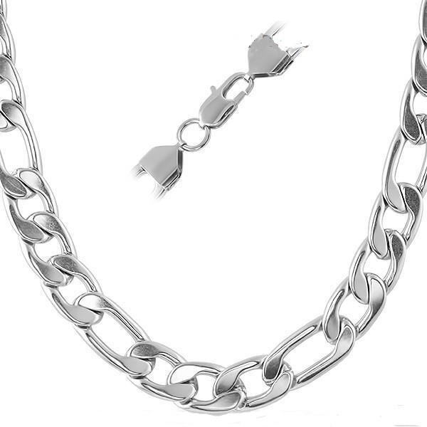 Men or Women 8mm Stainless Steel Figaro Necklace / Chain 15