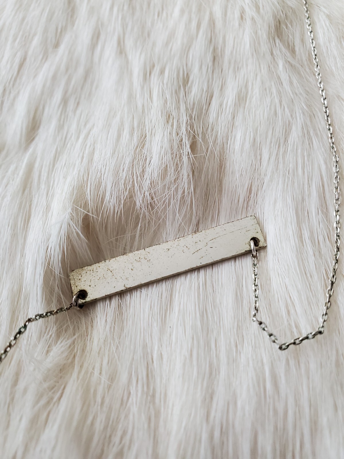 Silver Tone Engraved LOVE Bar Pendant Chain Adjustable Necklace