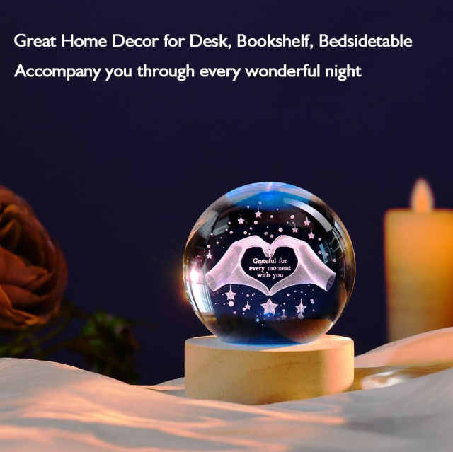 Valentine’s Day Crystal Heart LED Light Gift Romantic Love Keepsake for Her…..