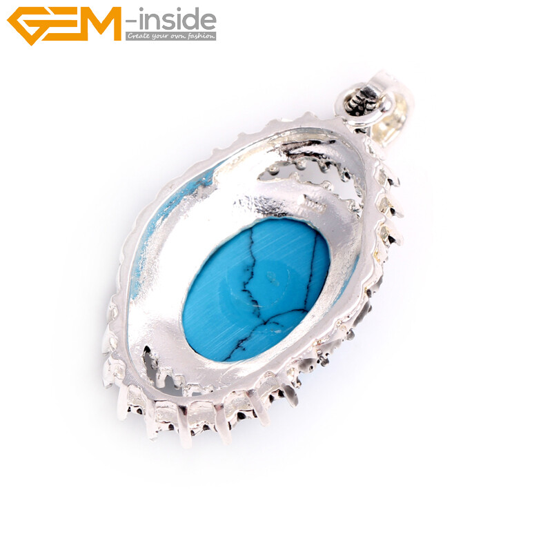 Oval Marcasite Tibetan Silver Crystal Coral jade Jewelry Pendant Necklace Dyed