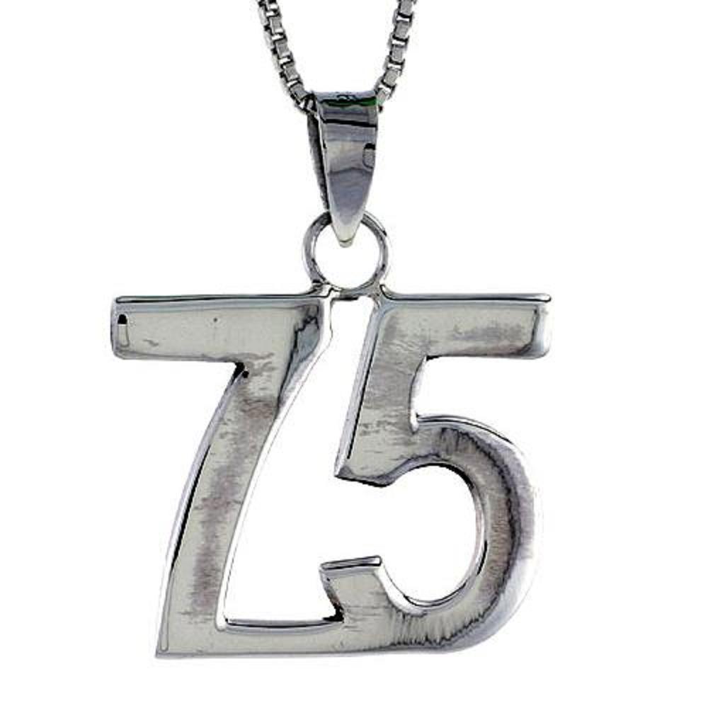 Sterling Silver Any One Number Pendant / Charm from 75 to 99