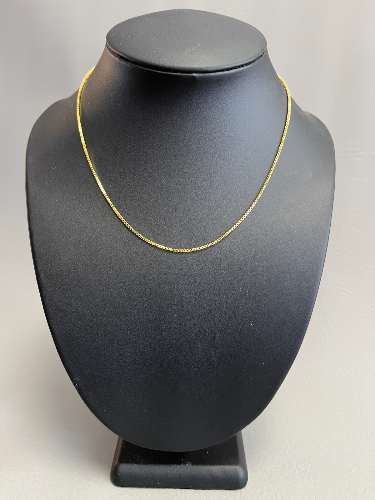 SHARP!! STAMPED 18K GOLD FILLED 1.6mm BOX CHAIN 16″ LONG FITS PENDANT NECKLACE