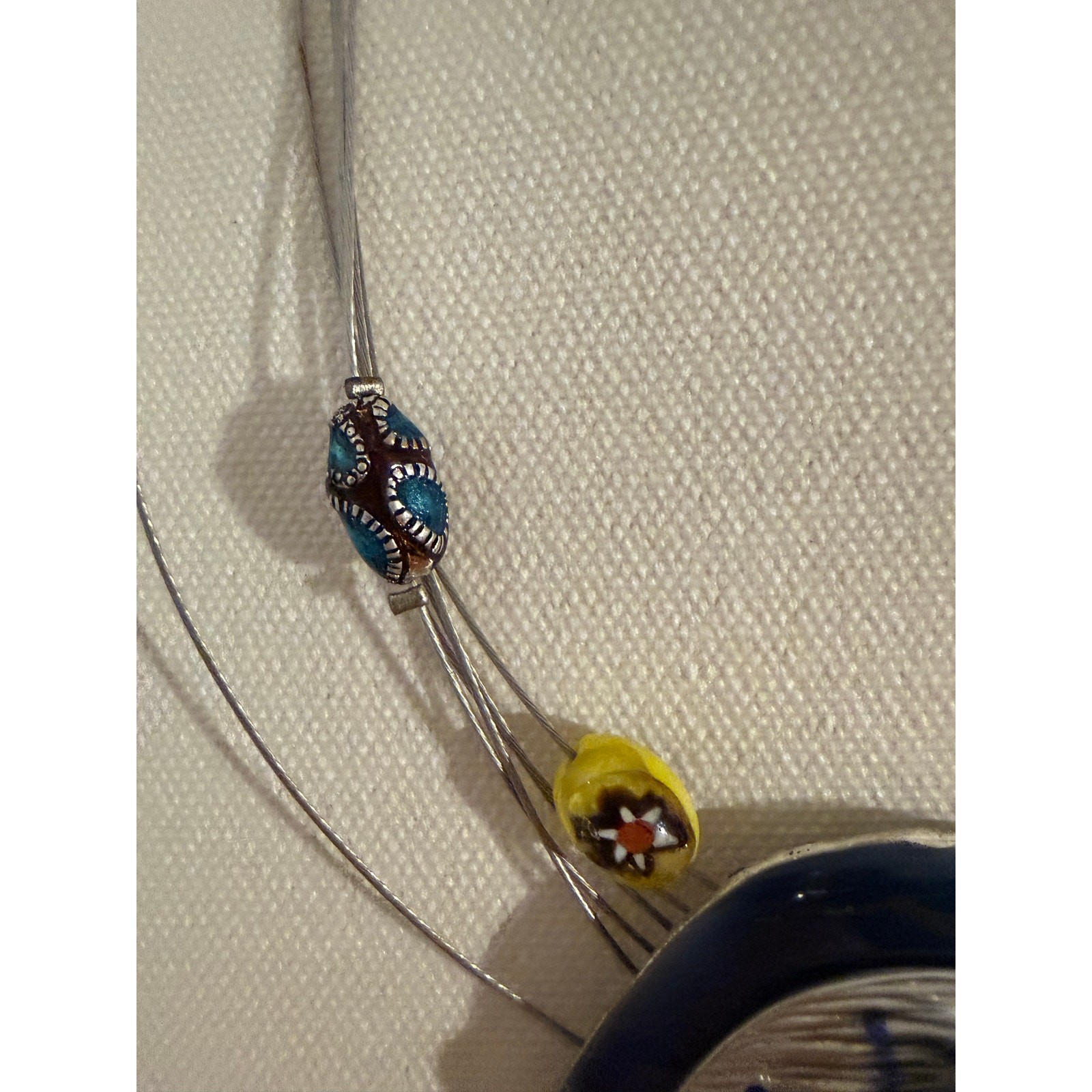 Chicos Boho glass beaded multi strand necklace Statement artsy art to wear