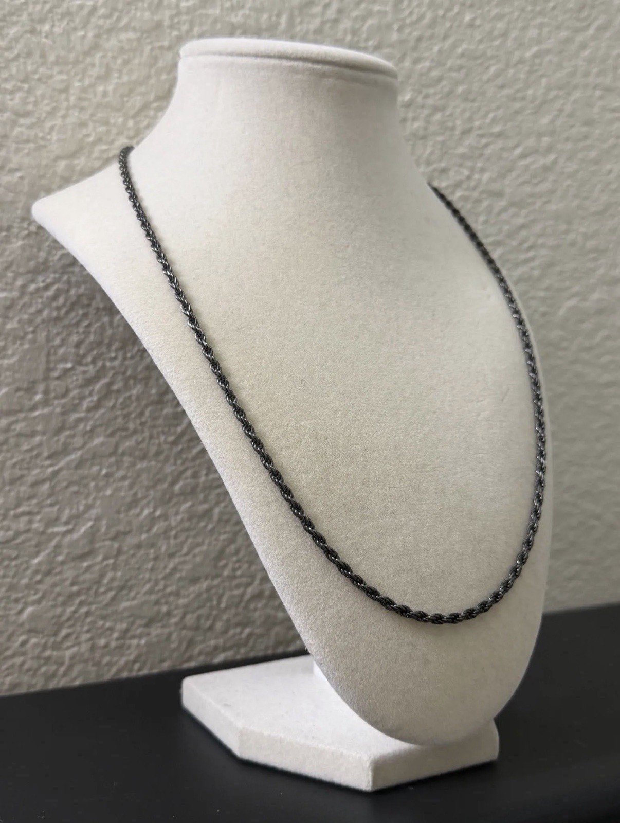 22 inch 3mm – 925 Sterling Silver Rope Chain Black Rhodium Finished
